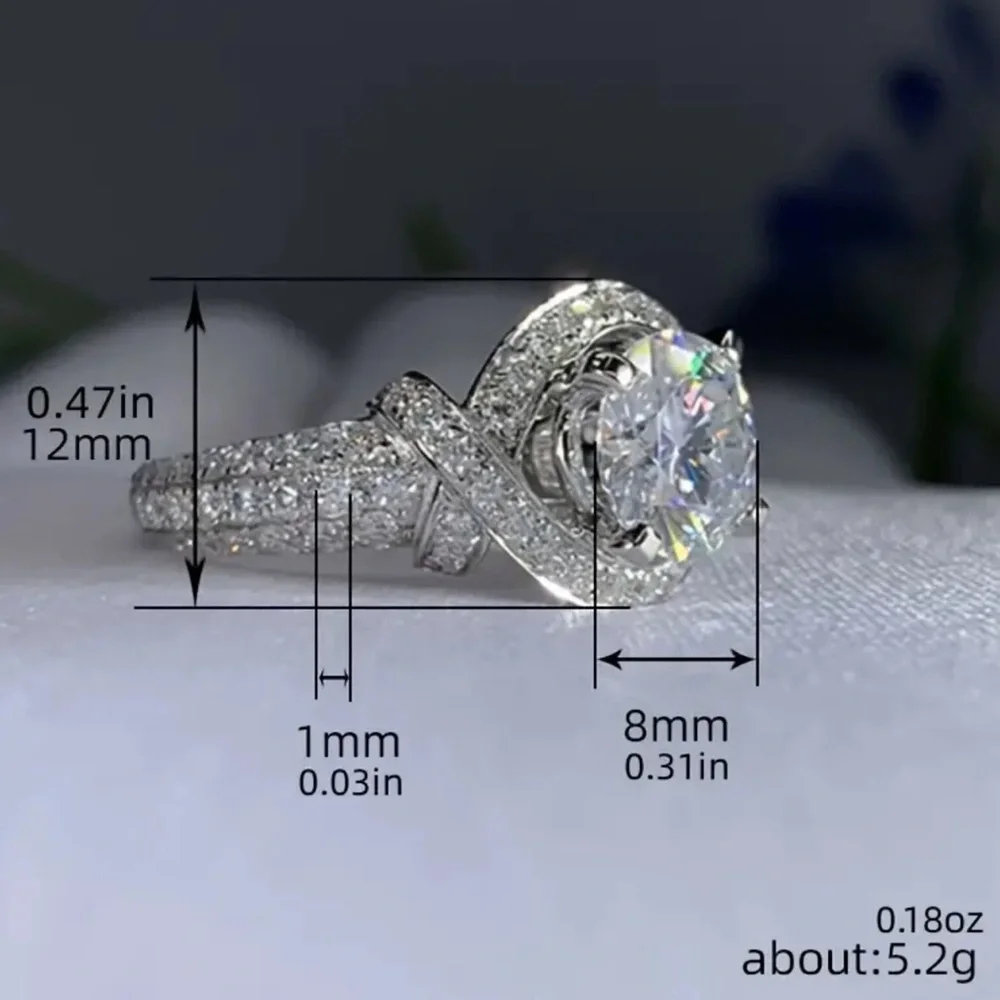 Elegant Sparkling CZ Ring - Luxury Copper Wedding Band Platinum Plated size 7‎